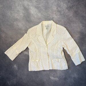 Uniform by John Paul Richard Size 10 White Eyelet Jacket with Ribbon